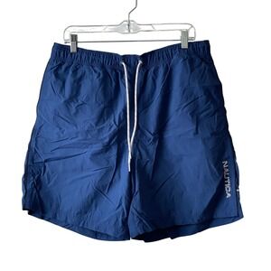 Nautica Mens‎ Navy Blue Mesh Lined Swim Trunks Shorts Large Embroidered Logo